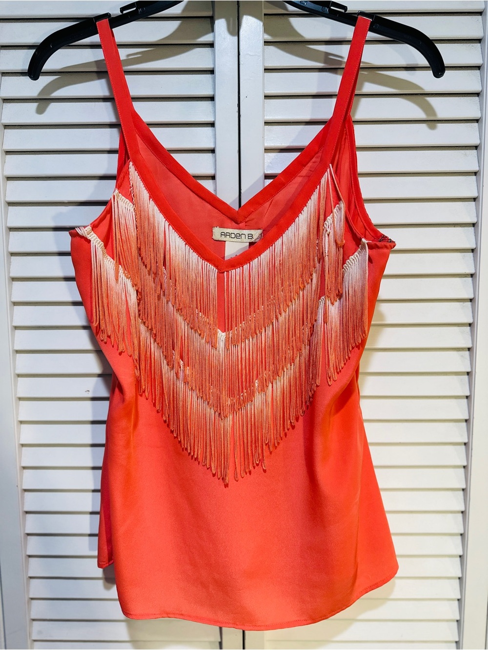 Coral Fringe Tassel Tank Top Boho Festival Concert Sleeveless Blouse Small - Picture 3 of 11